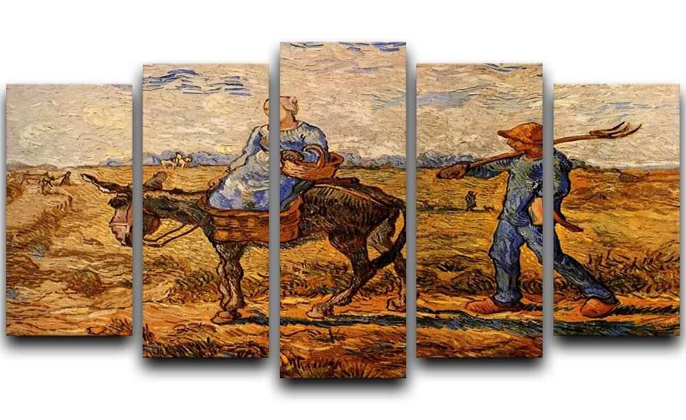 Morning Peasant Couple Going to Work by Van Gogh 5 Split Panel Canvas  - Canvas Art Rocks - 1