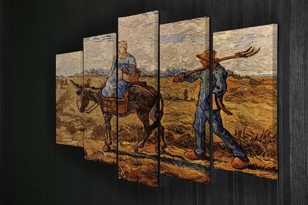 Morning Peasant Couple Going to Work by Van Gogh 5 Split Panel Canvas - Canvas Art Rocks - 2