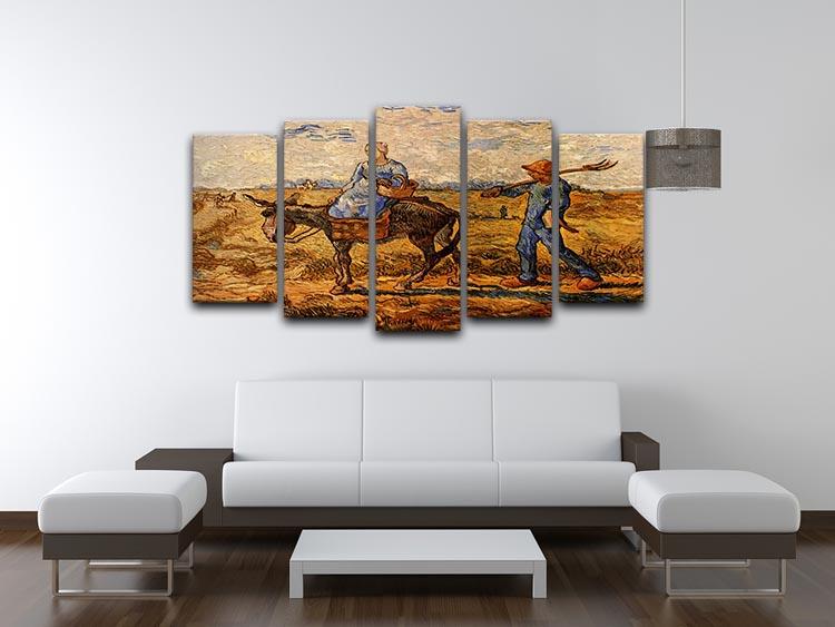 Morning Peasant Couple Going to Work by Van Gogh 5 Split Panel Canvas - Canvas Art Rocks - 3