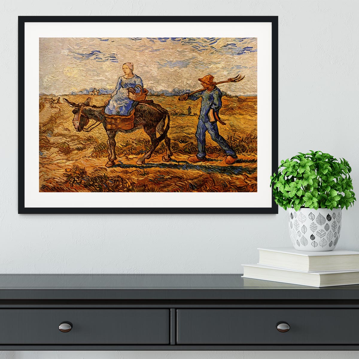 Morning Peasant Couple Going to Work by Van Gogh Framed Print - Canvas Art Rocks - 1