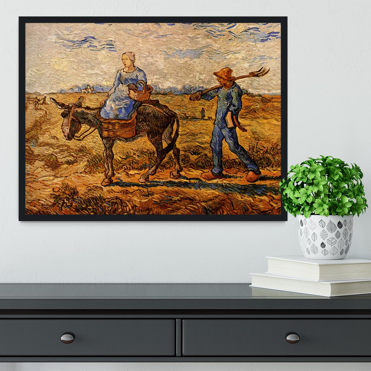 Morning Peasant Couple Going to Work by Van Gogh Framed Print - Canvas Art Rocks - 2