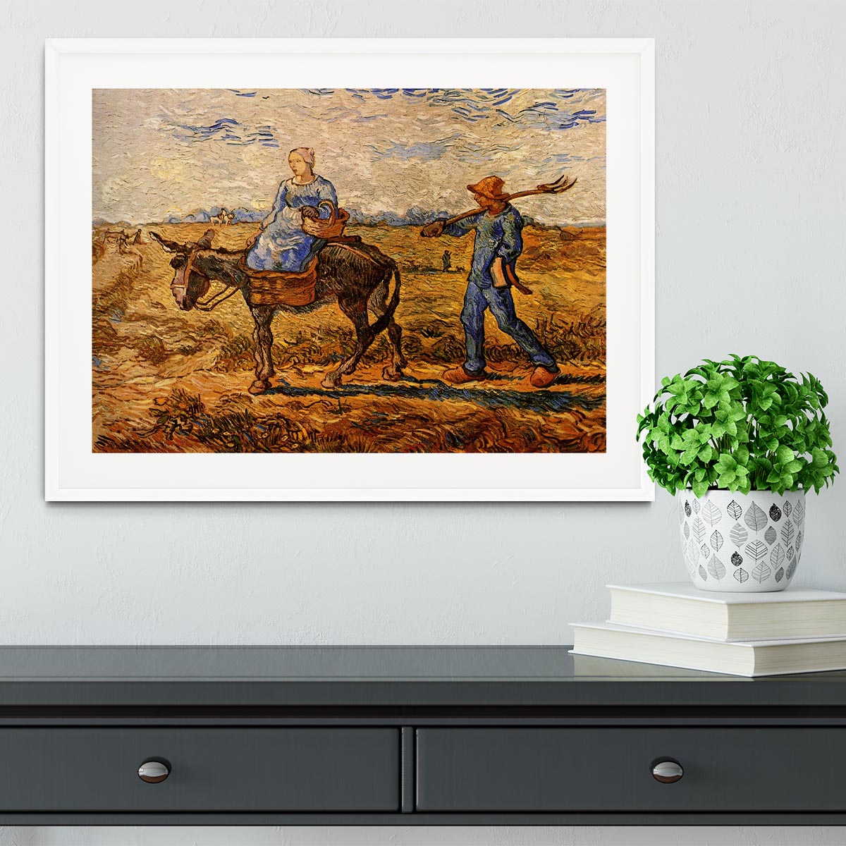 Morning Peasant Couple Going to Work by Van Gogh Framed Print - Canvas Art Rocks - 5