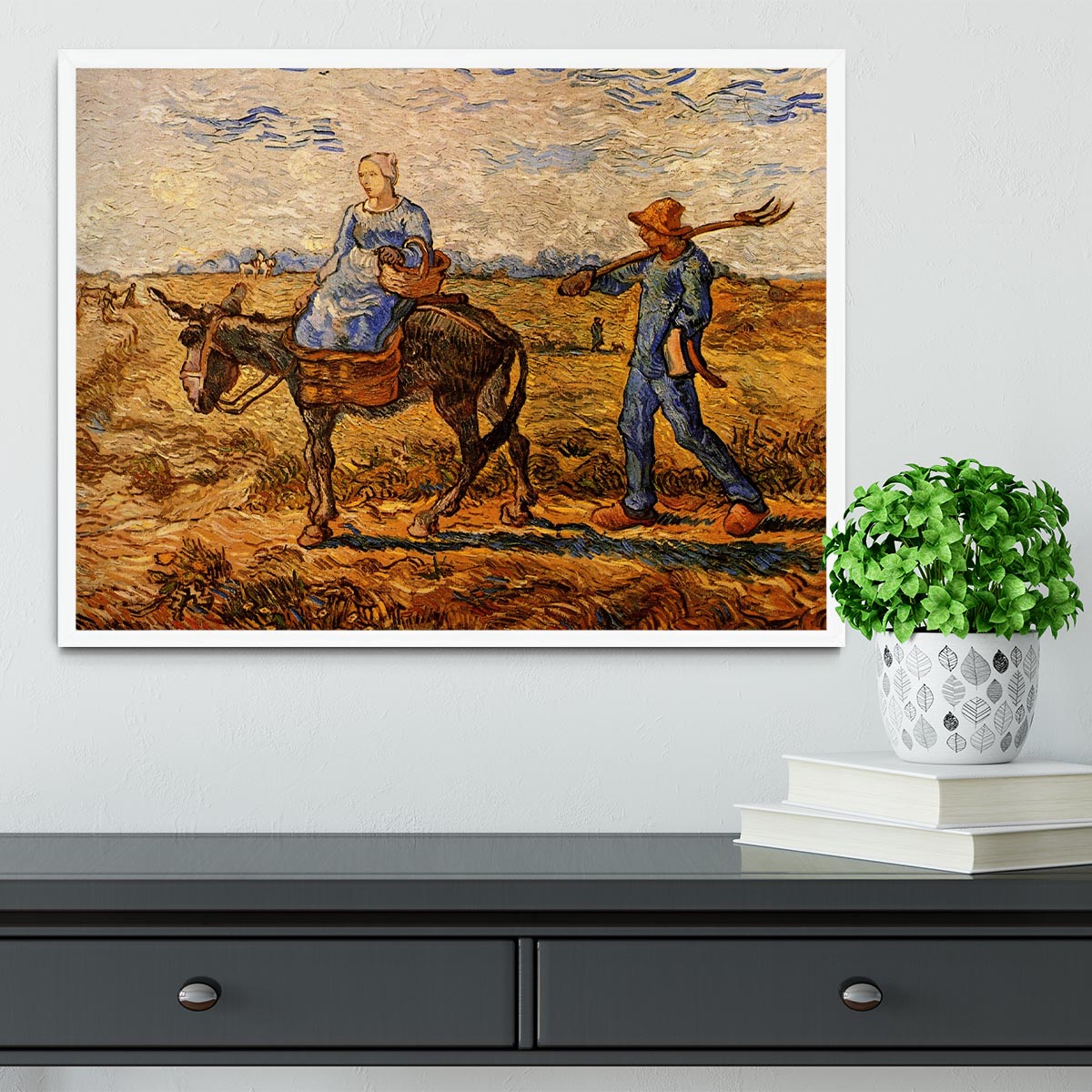 Morning Peasant Couple Going to Work by Van Gogh Framed Print - Canvas Art Rocks -6