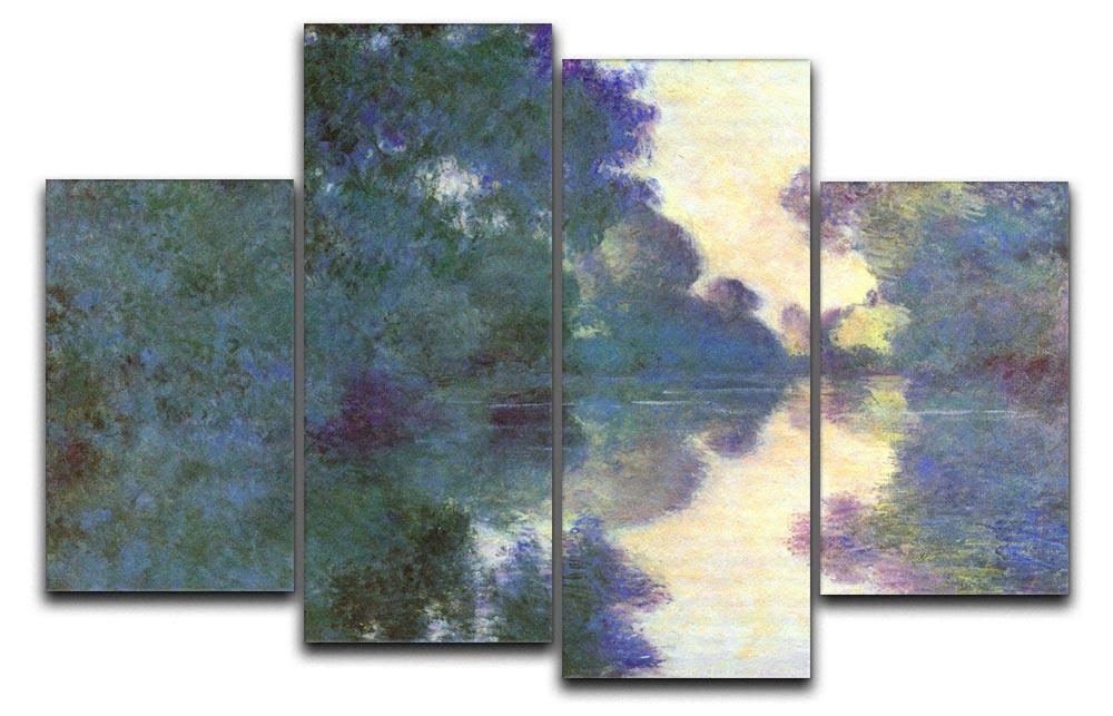 Morning on the Seine at Giverny by Monet 4 Split Panel Canvas  - Canvas Art Rocks - 1