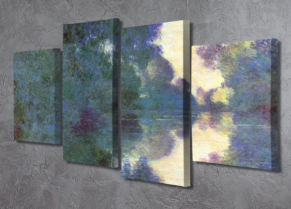 Morning on the Seine at Giverny by Monet 4 Split Panel Canvas - Canvas Art Rocks - 2