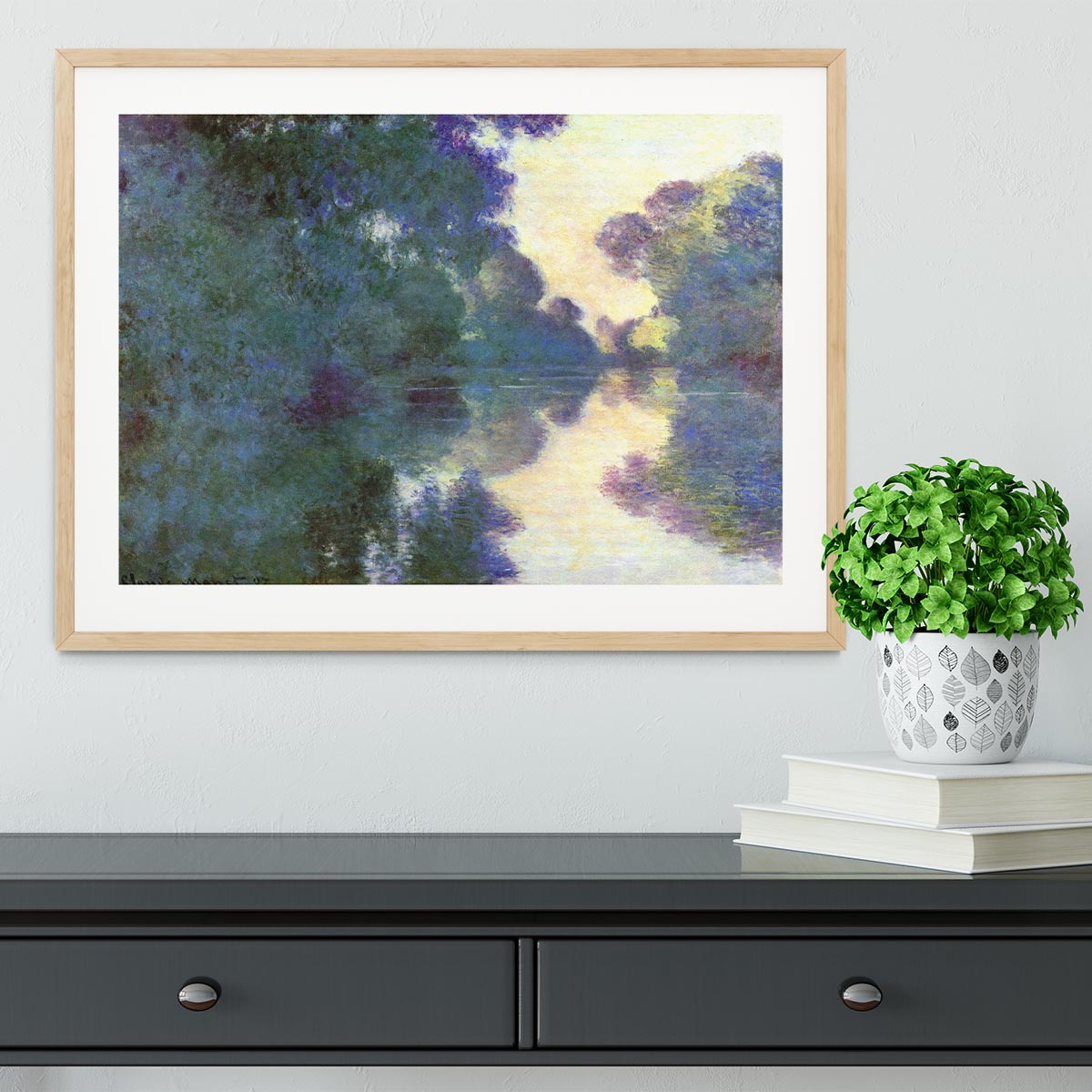 Morning on the Seine at Giverny by Monet Framed Print - Canvas Art Rocks - 3