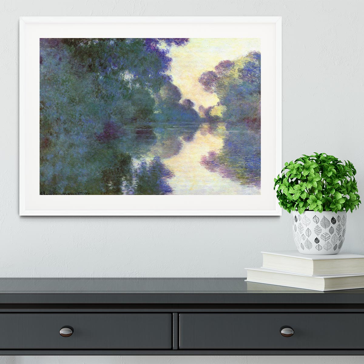 Morning on the Seine at Giverny by Monet Framed Print - Canvas Art Rocks - 5