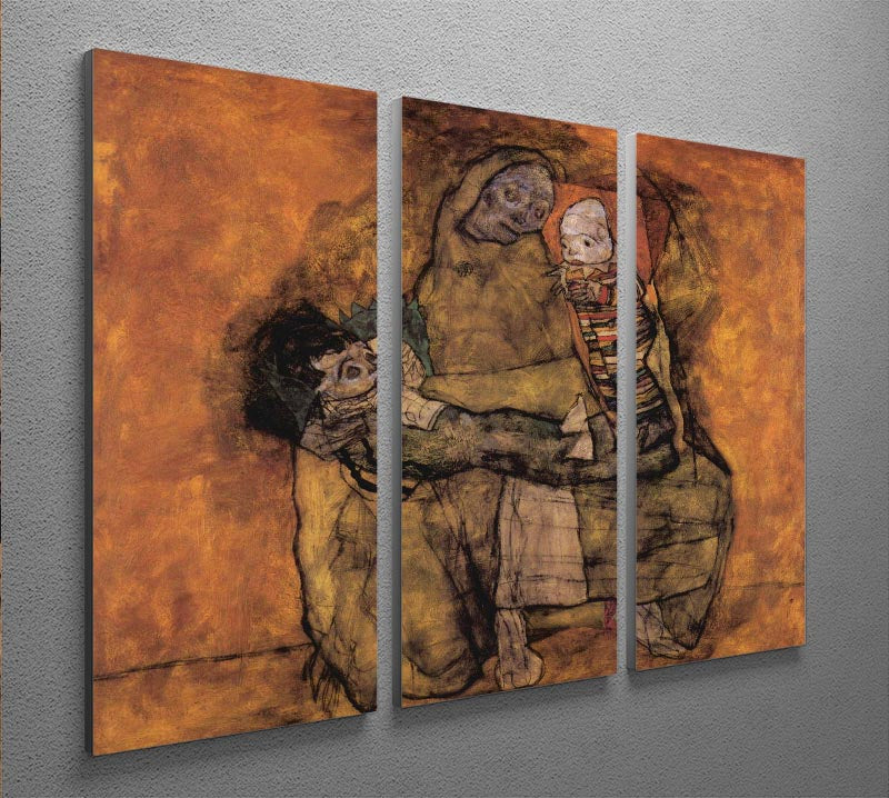 Mother with two children by Egon Schiele 3 Split Panel Canvas Print - Canvas Art Rocks - 2