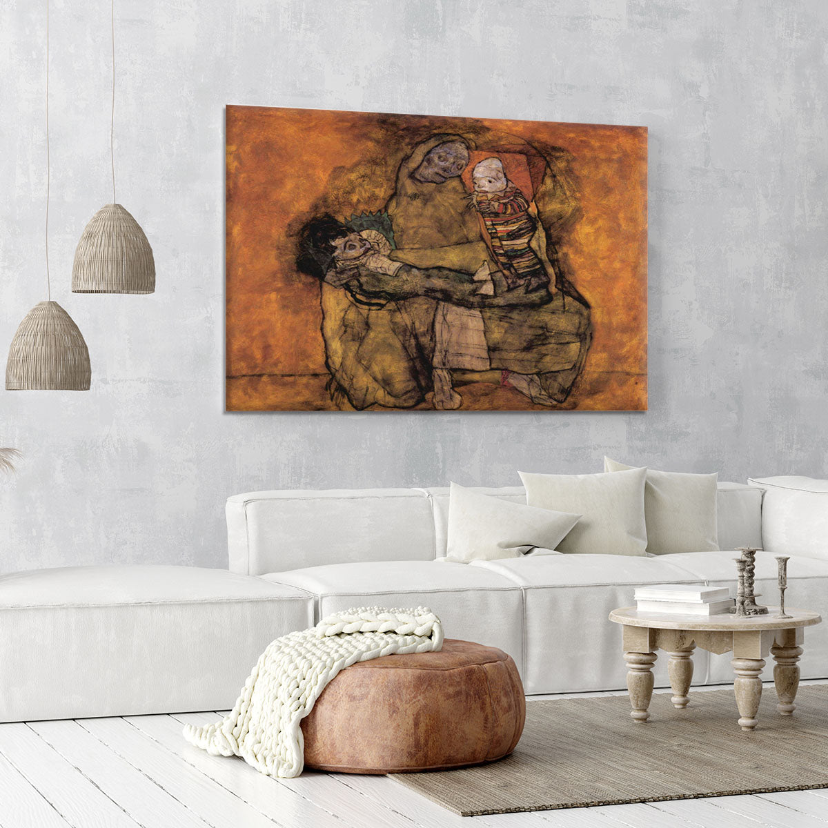 Mother with two children by Egon Schiele Canvas Print or Poster - Canvas Art Rocks - 6