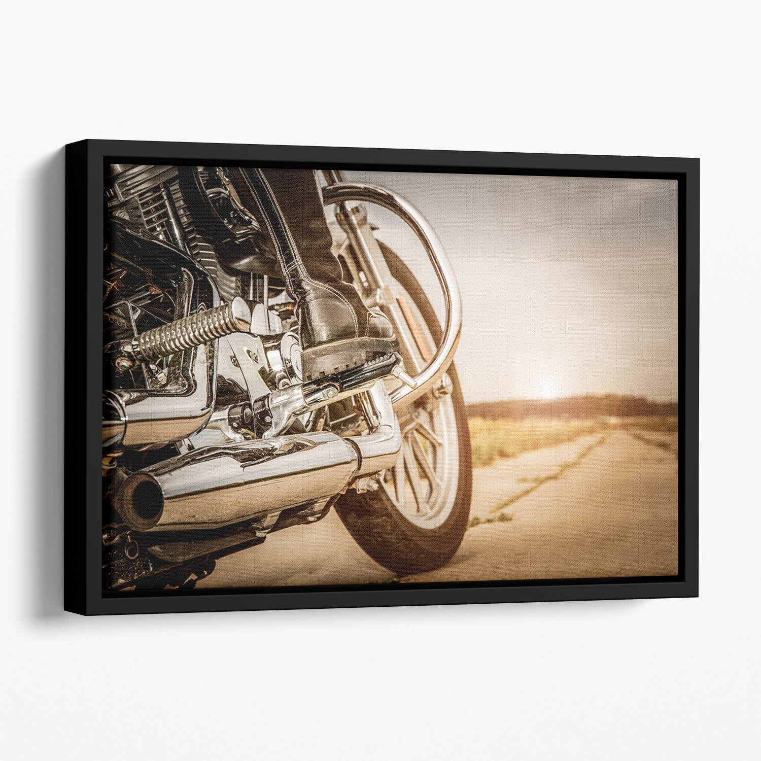 Motorbike Close Up Floating Framed Canvas