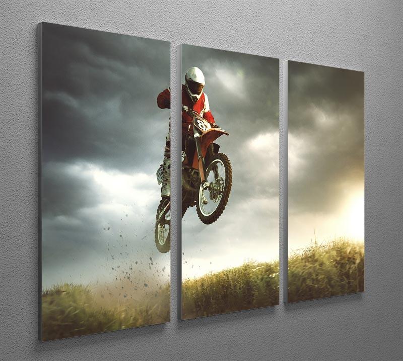 Motorbike jumps in the air 3 Split Panel Canvas Print - Canvas Art Rocks - 2