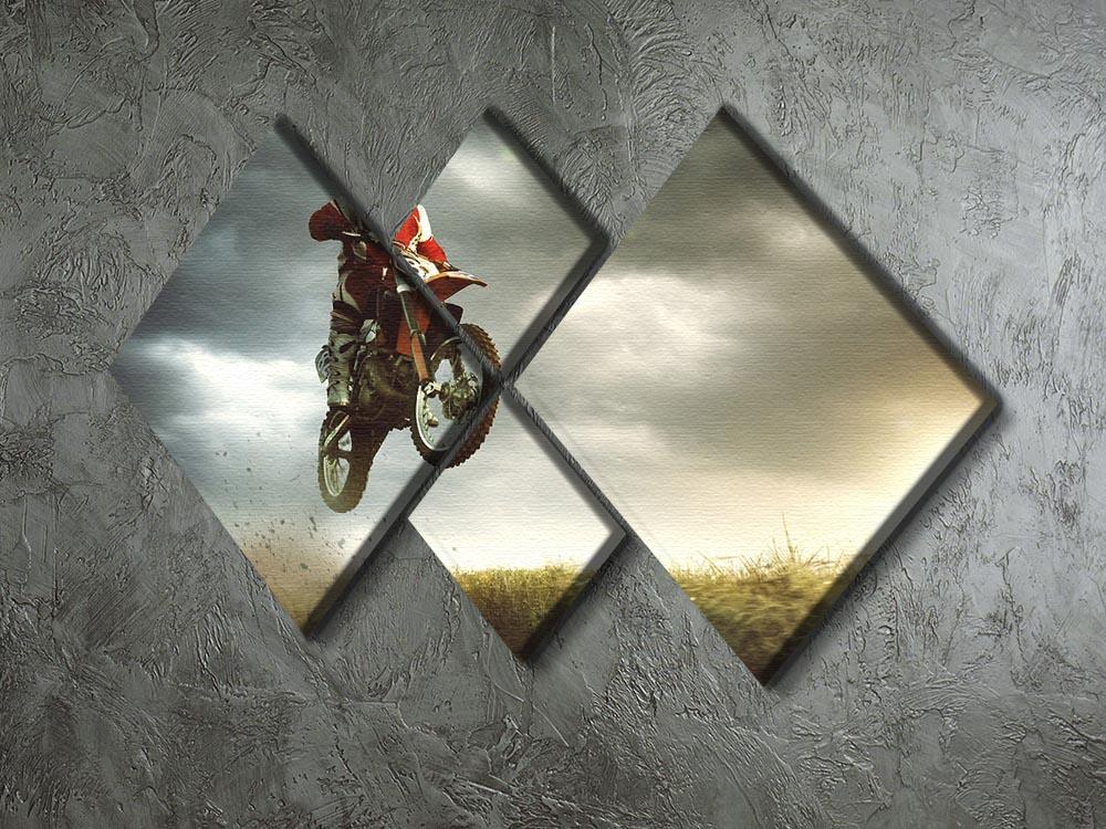 Motorbike jumps in the air 4 Square Multi Panel Canvas  - Canvas Art Rocks - 2