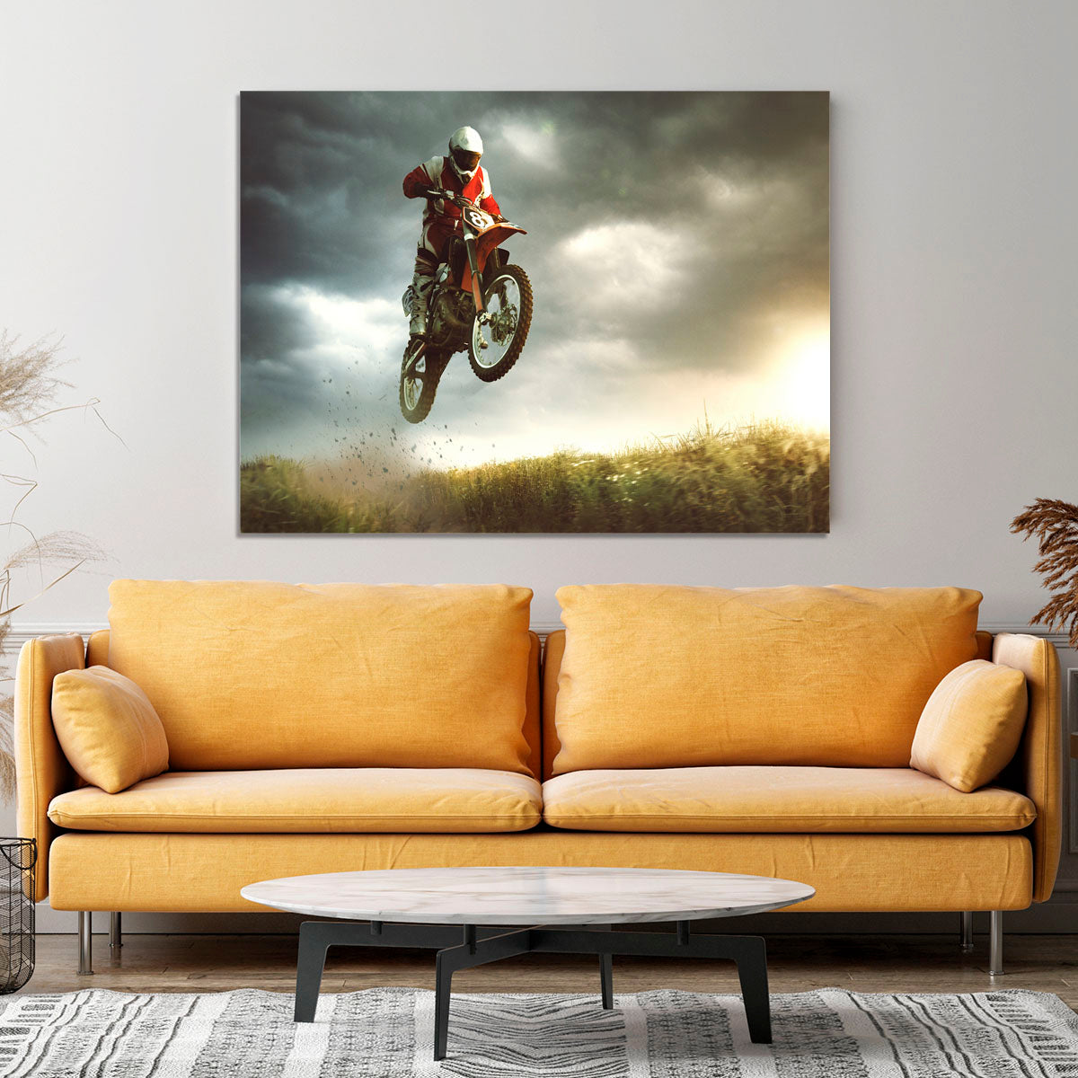 Motorbike jumps in the air Canvas Print or Poster - Canvas Art Rocks - 4