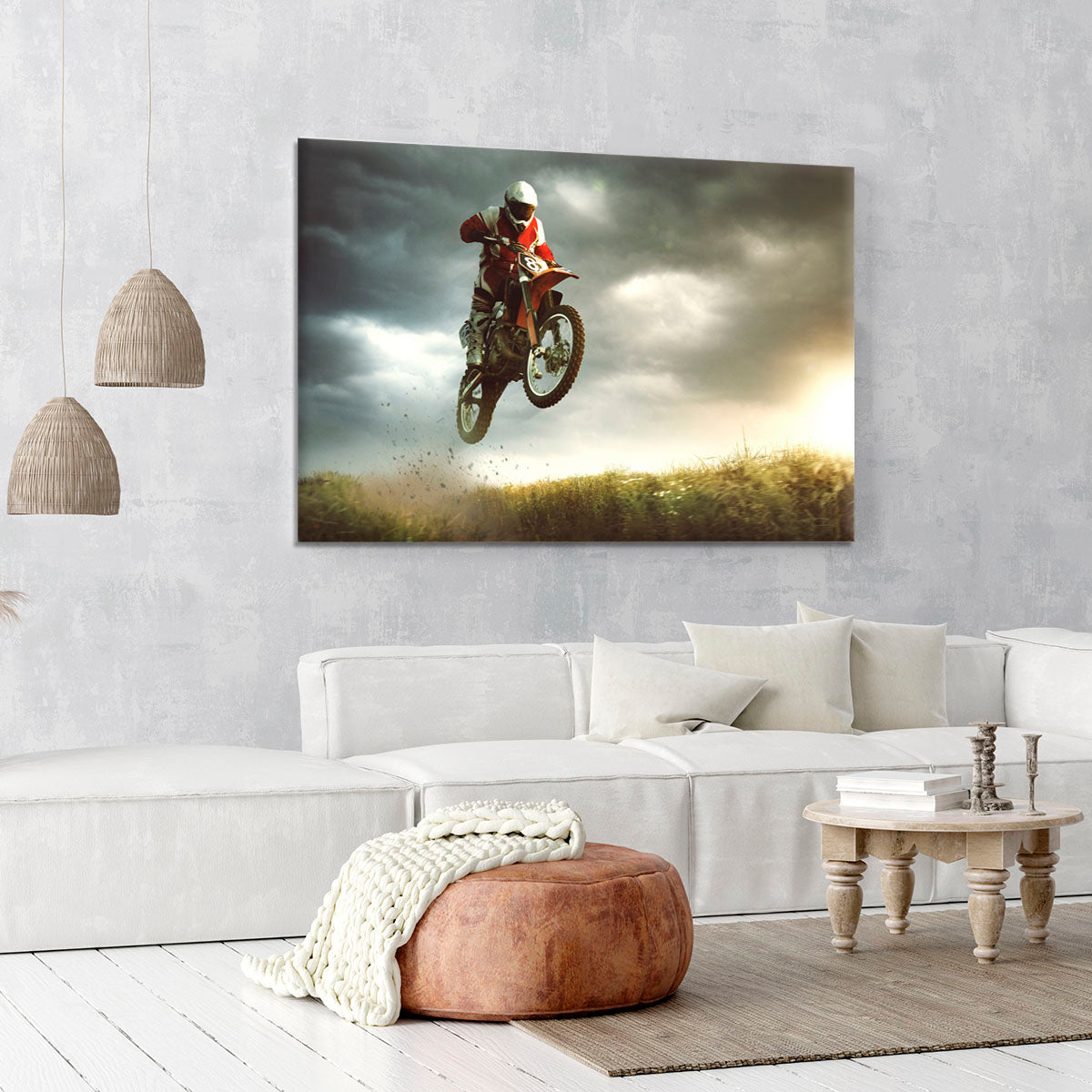 Motorbike jumps in the air Canvas Print or Poster - Canvas Art Rocks - 6