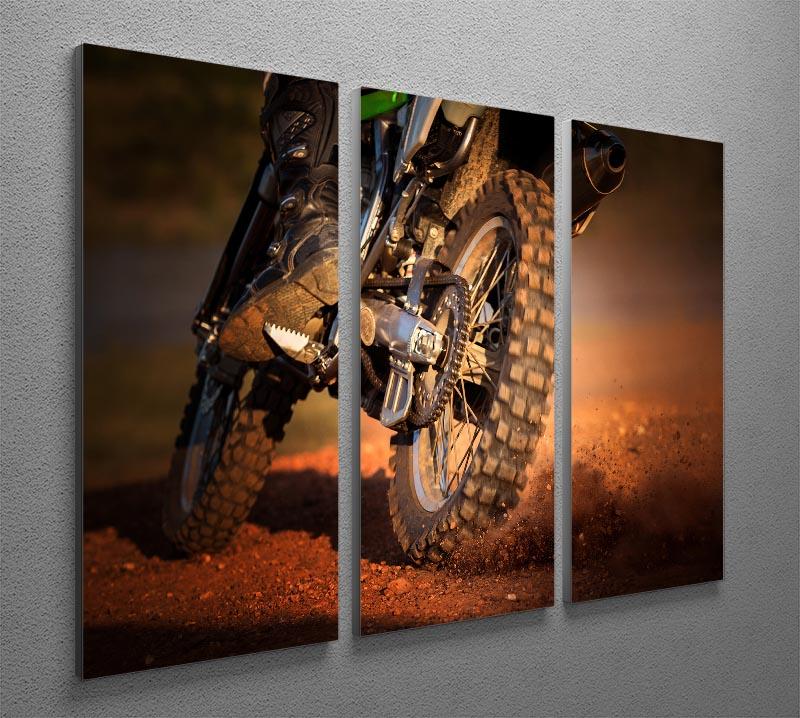 Motorbike on dirt track 3 Split Panel Canvas Print - Canvas Art Rocks - 2