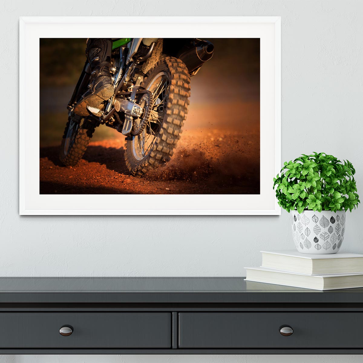 Motorbike on dirt track Framed Print - Canvas Art Rocks - 5