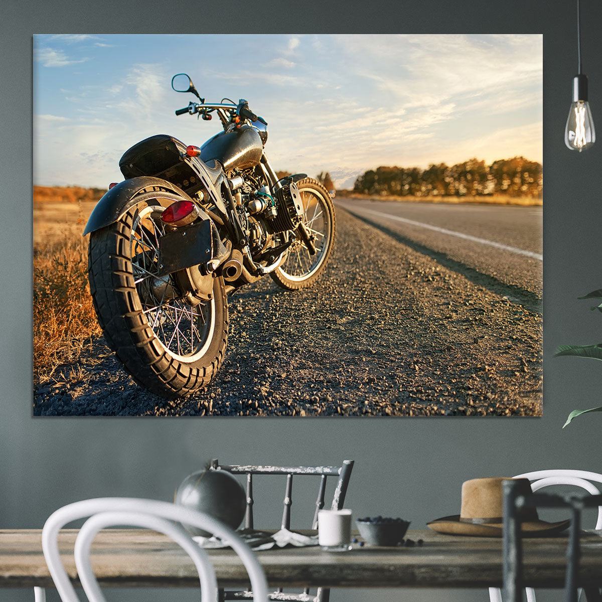 Motorbike under the clear sky Canvas Print or Poster - Canvas Art Rocks - 3