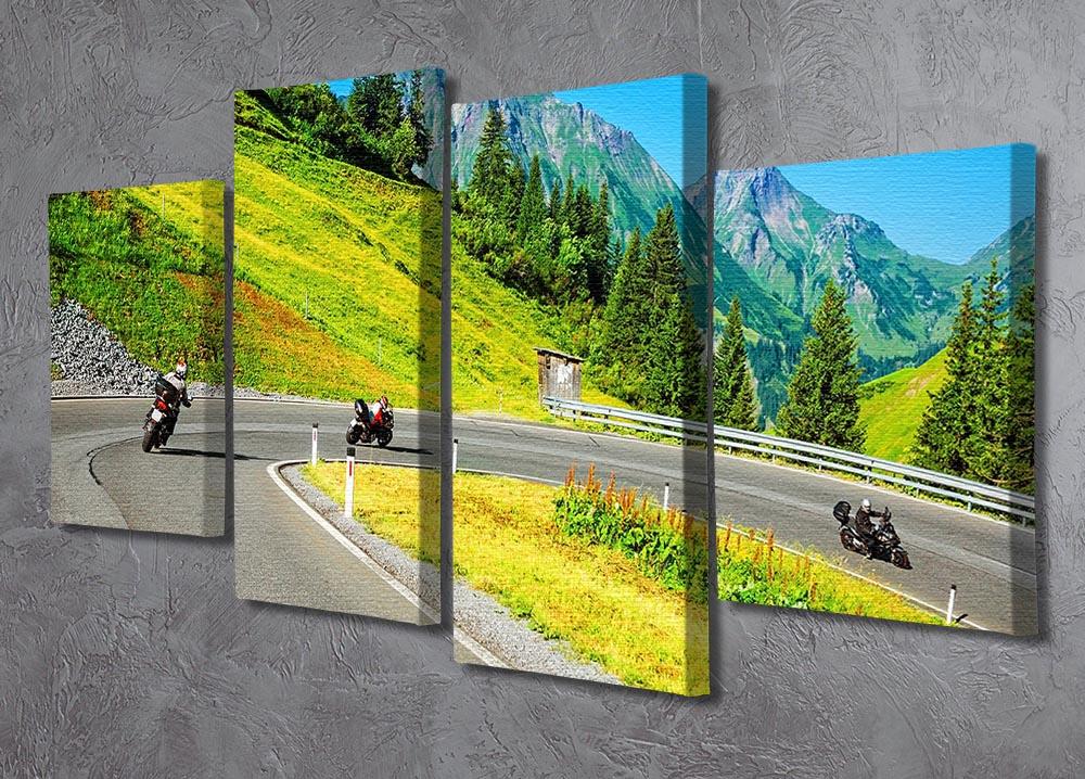 Motorbikers group in the moutains 4 Split Panel Canvas  - Canvas Art Rocks - 2