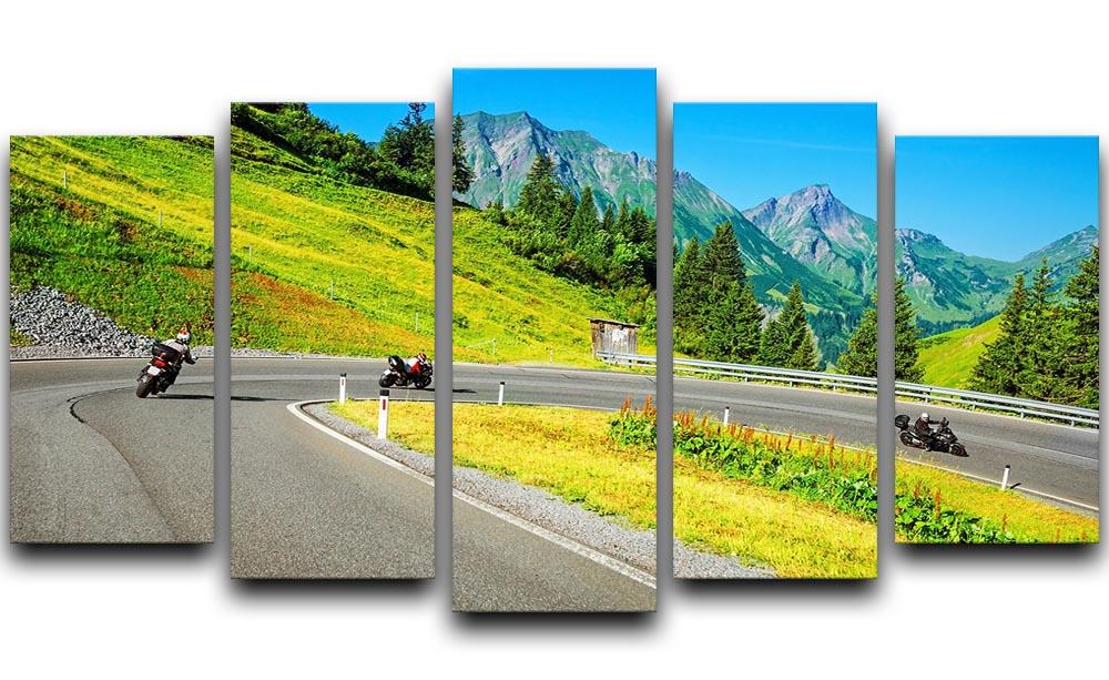 Motorbikers group in the moutains 5 Split Panel Canvas  - Canvas Art Rocks - 1