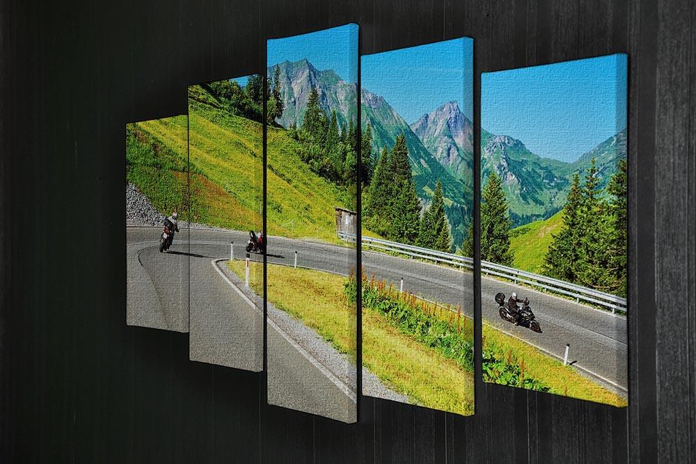 Motorbikers group in the moutains 5 Split Panel Canvas  - Canvas Art Rocks - 2