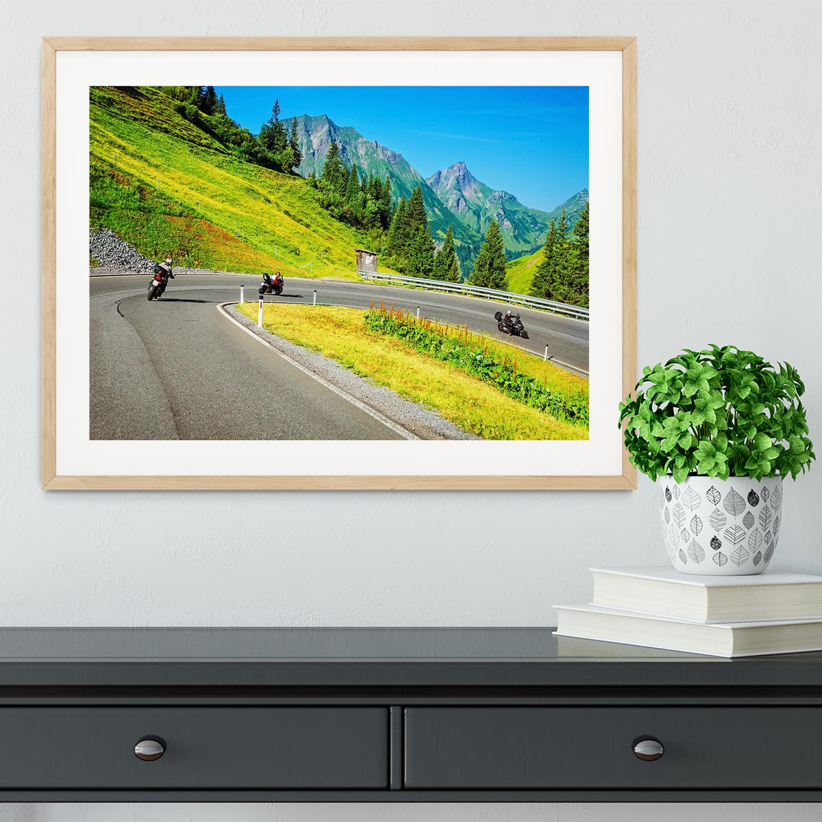 Motorbikers group in the moutains Framed Print - Canvas Art Rocks - 3