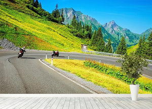 Motorbikers group in the moutains Wall Mural Wallpaper - Canvas Art Rocks - 4