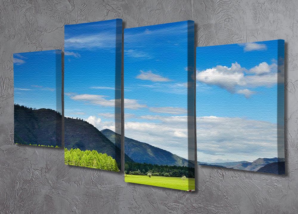 Mountain landscape with grazing cows and blue sky 4 Split Panel Canvas - Canvas Art Rocks - 2