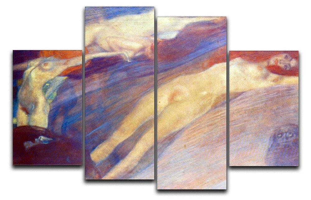 Moving water by Klimt 4 Split Panel Canvas  - Canvas Art Rocks - 1