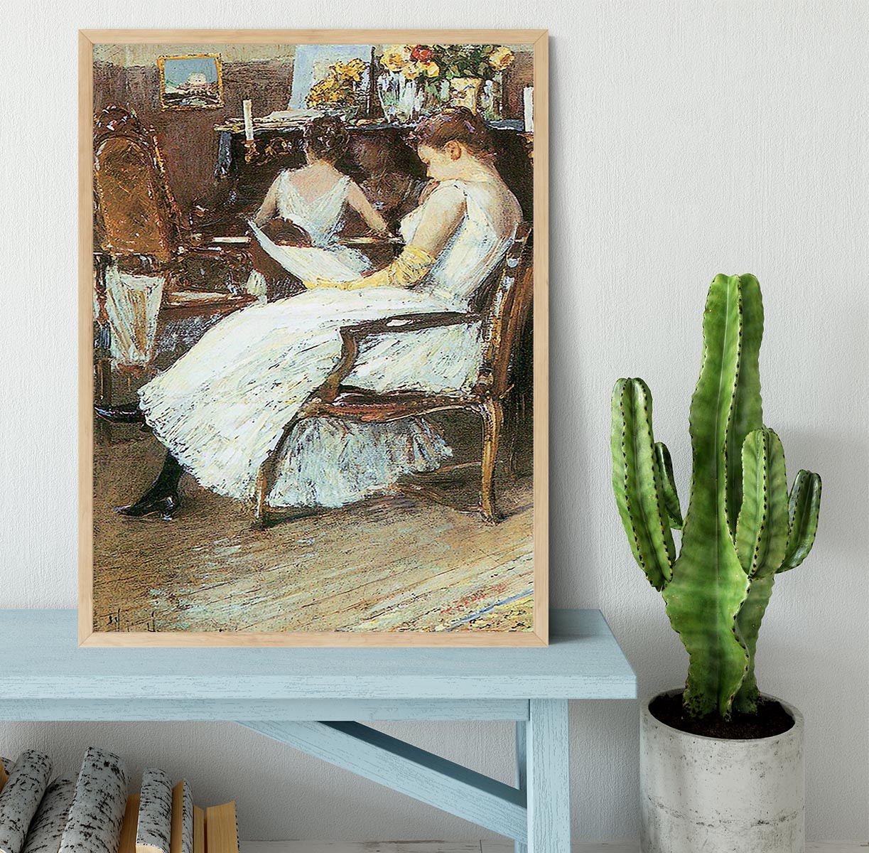 Mrs. Hassam and her sister by Hassam Framed Print - Canvas Art Rocks - 4