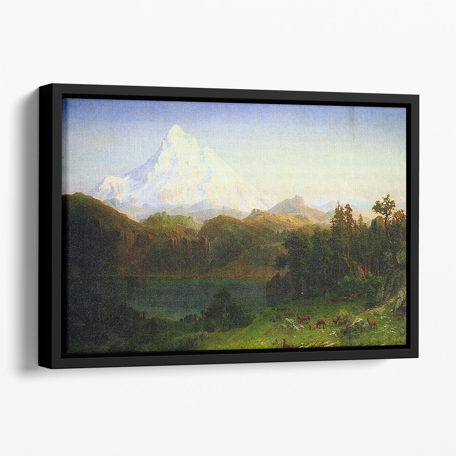 Mt. Hood Oregon by Bierstadt Floating Framed Canvas - Canvas Art Rocks - 1
