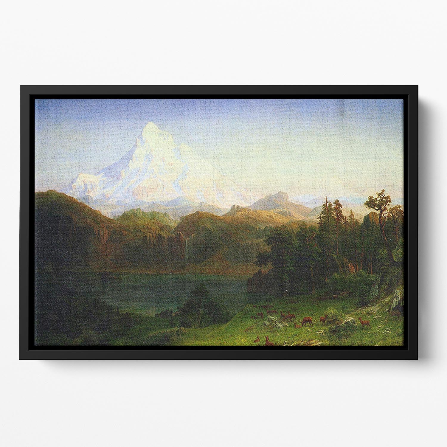 Mt. Hood Oregon by Bierstadt Floating Framed Canvas - Canvas Art Rocks - 2