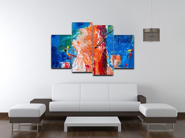 Multicolored Abstract Painting 4 Split Panel Canvas - Canvas Art Rocks - 3