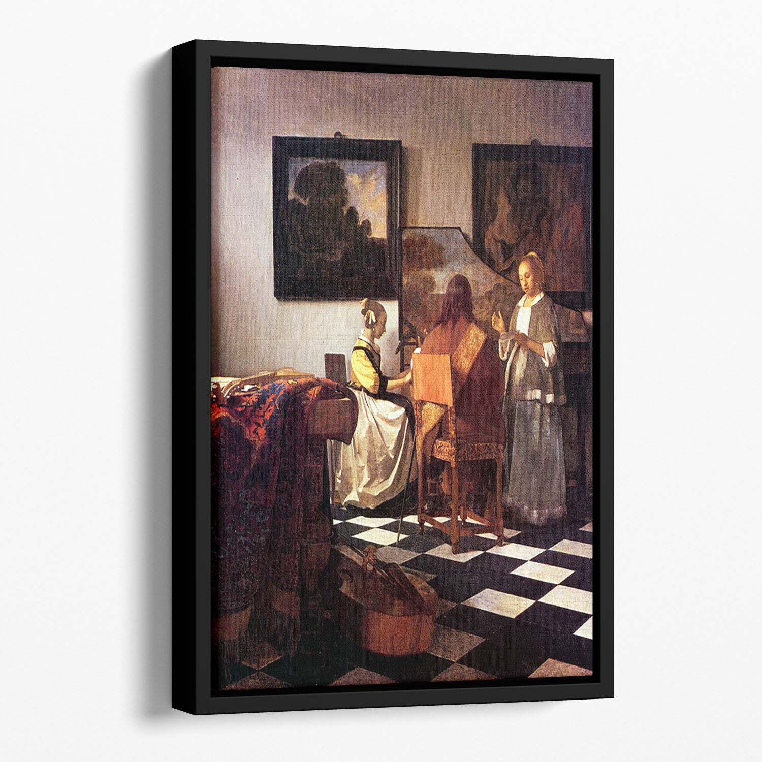 Musical Trio by Vermeer Floating Framed Canvas