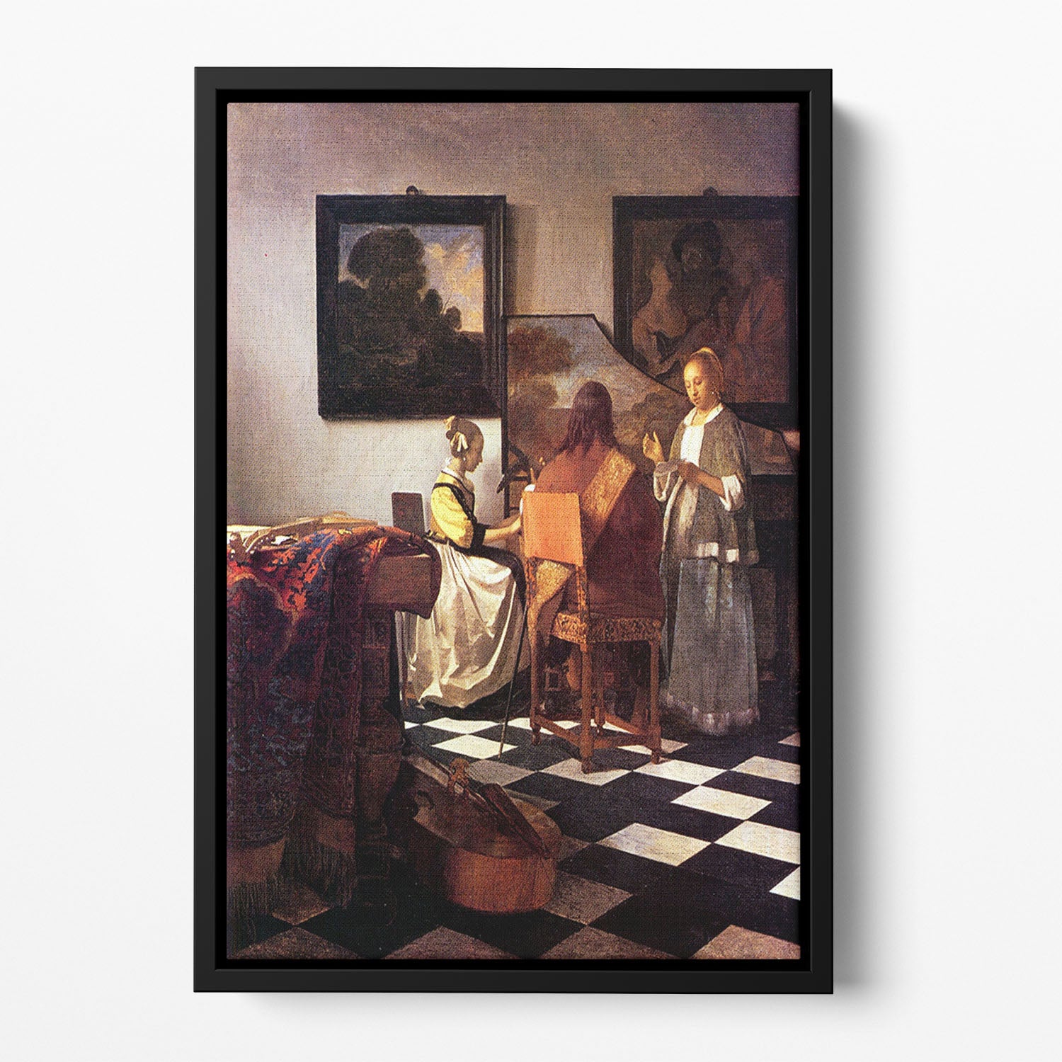 Musical Trio by Vermeer Floating Framed Canvas