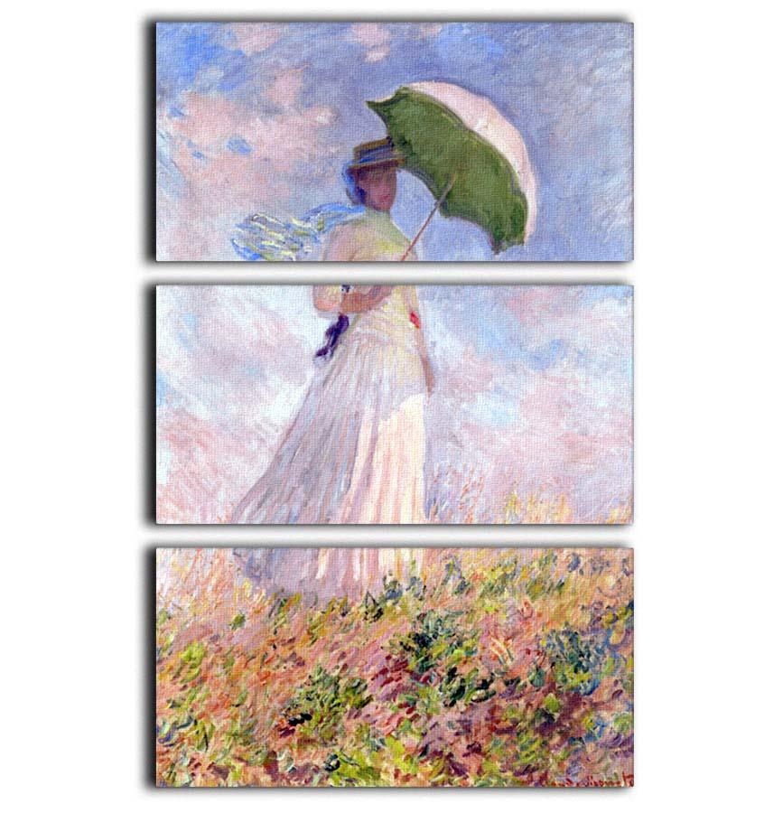 Nainen ja paivanvarjo by Monet 3 Split Panel Canvas Print - Canvas Art Rocks - 1