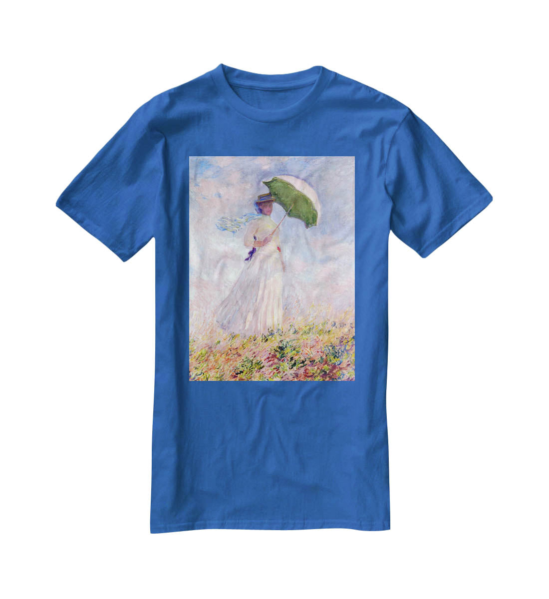 Nainen ja paivanvarjo by Monet T-Shirt - Canvas Art Rocks - 2