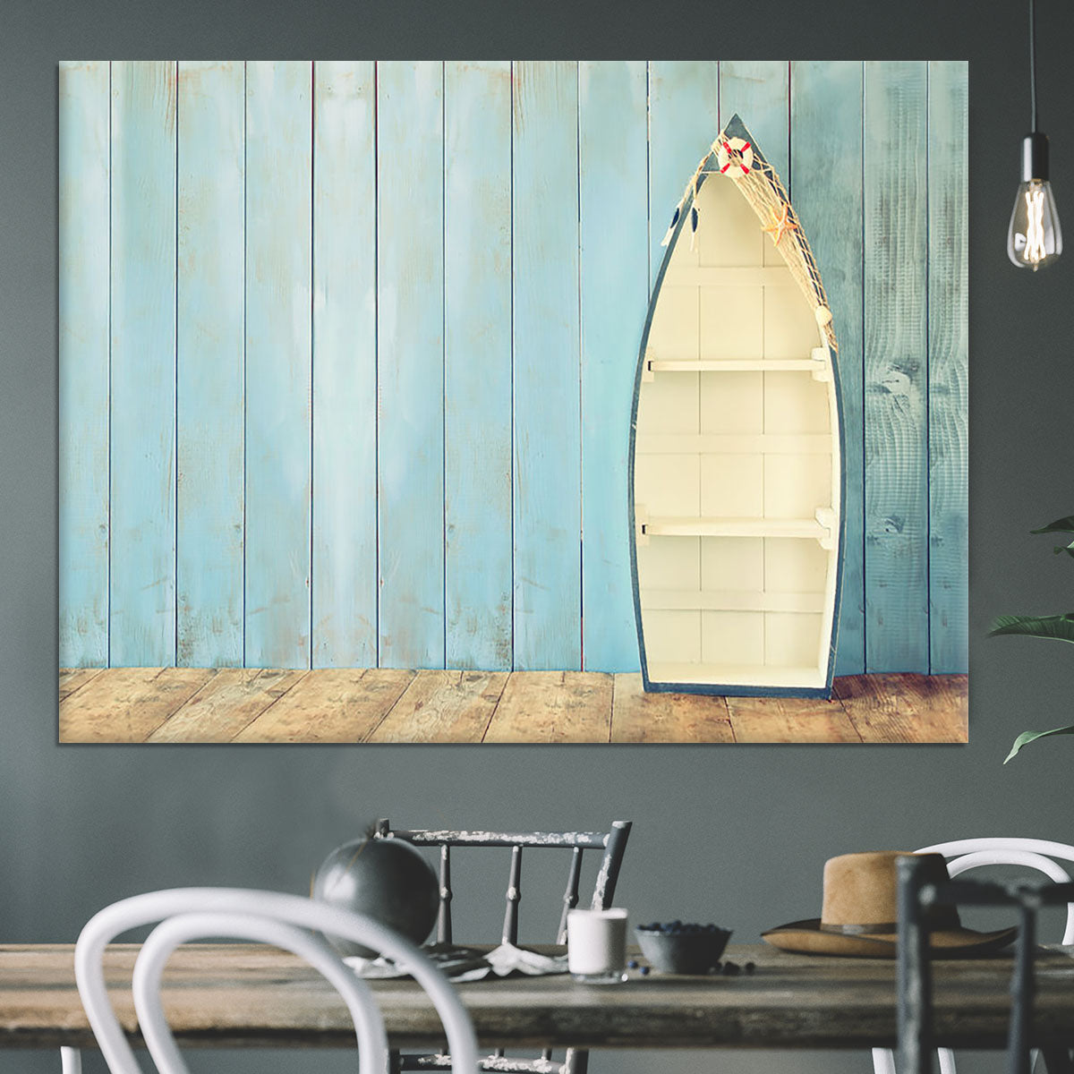 Nautical boat shape shelves Canvas Print or Poster - Canvas Art Rocks - 3