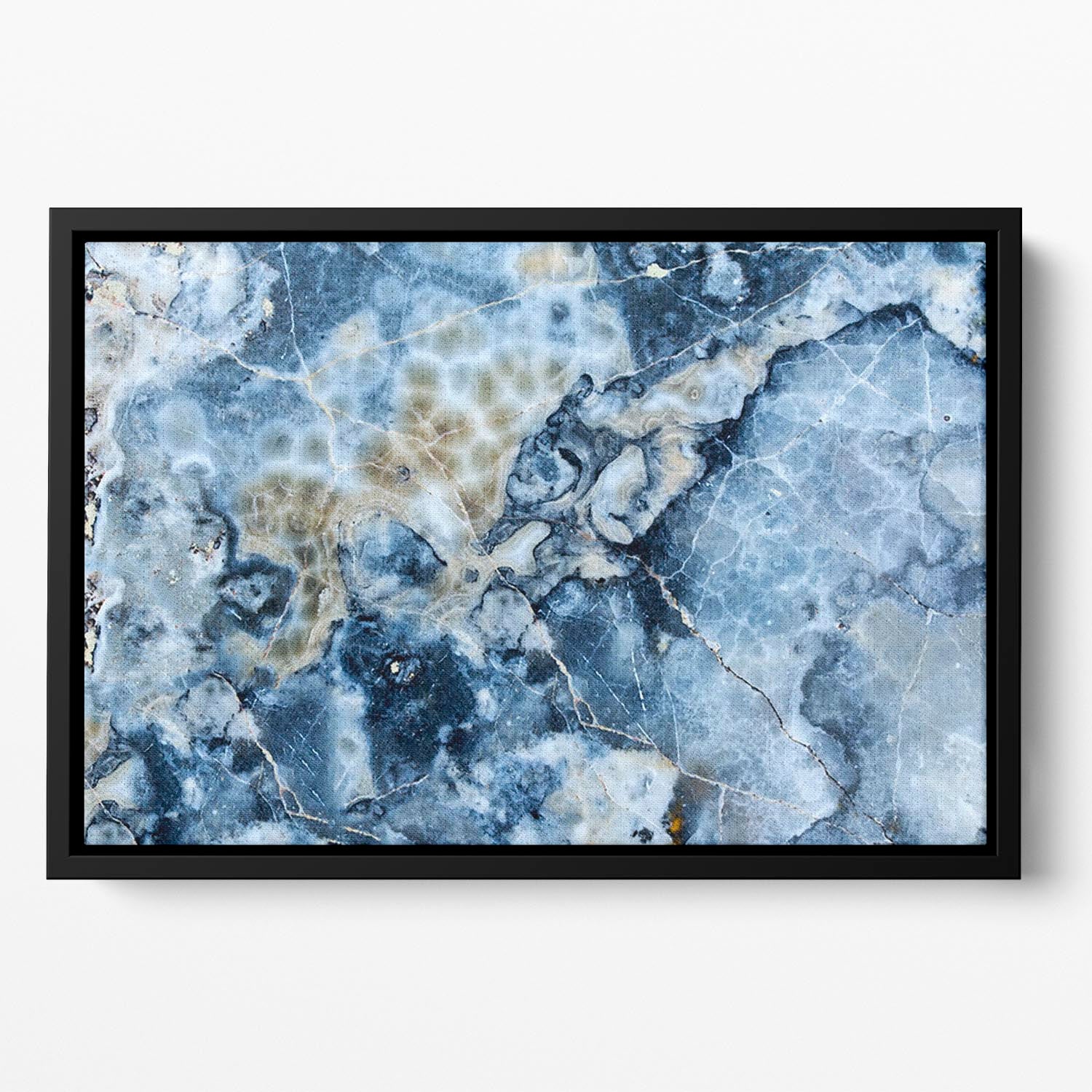 Navy Cracked and Speckled Marble Floating Framed Canvas - Canvas Art Rocks - 2