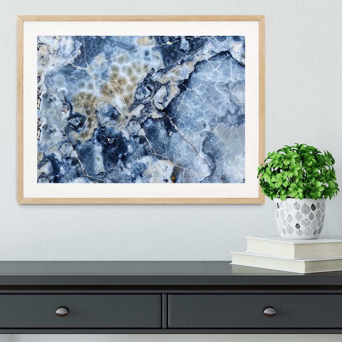 Navy Cracked and Speckled Marble Framed Print - Canvas Art Rocks - 3