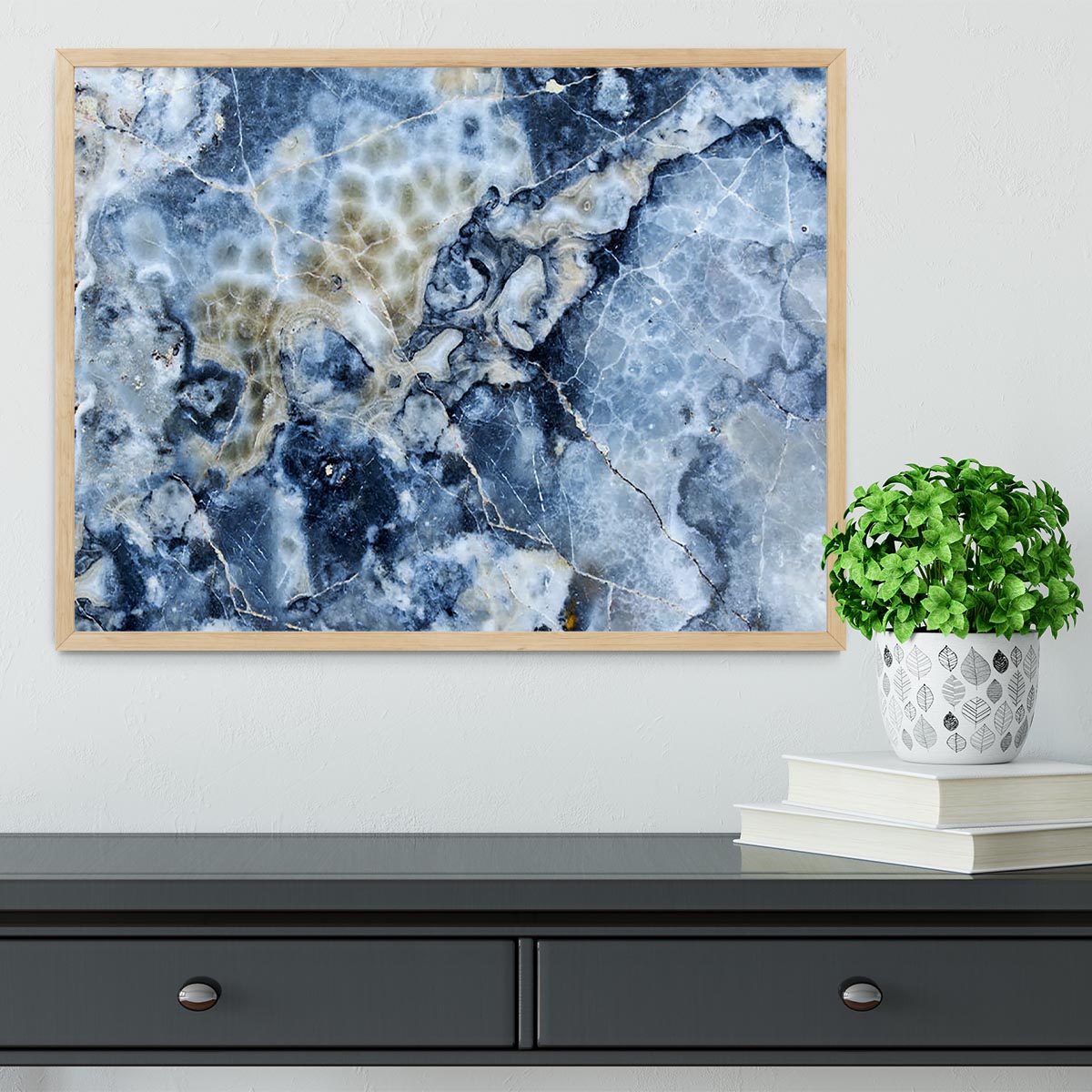 Navy Cracked and Speckled Marble Framed Print - Canvas Art Rocks - 4