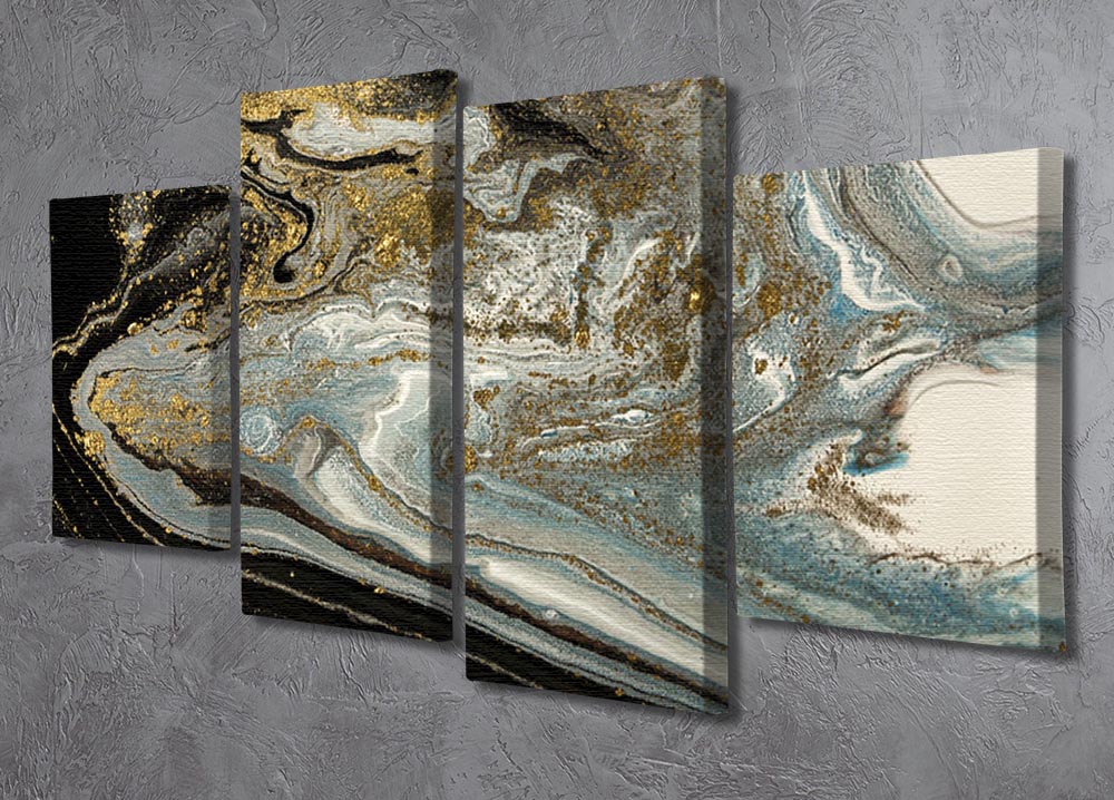 Navy Gold and White Marble Swirl 4 Split Panel Canvas - Canvas Art Rocks - 2