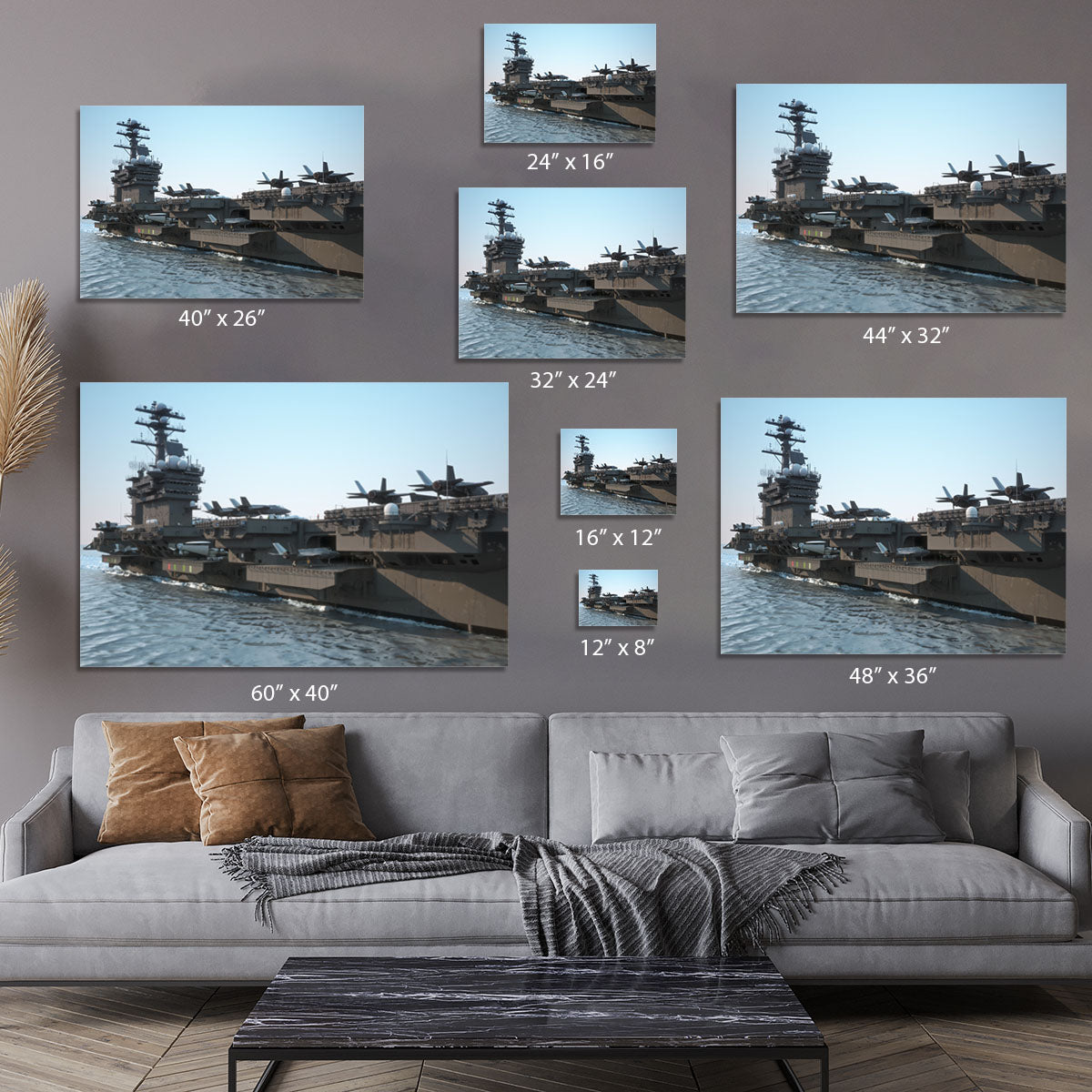 Navy aircraft carrier angled view Canvas Print or Poster - Canvas Art Rocks - 7