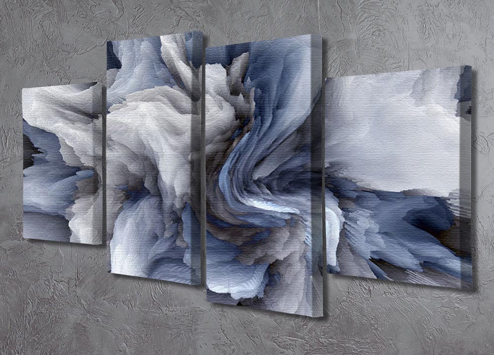 Navy and White Abstract Watercolour 4 Split Panel Canvas - Canvas Art Rocks - 2