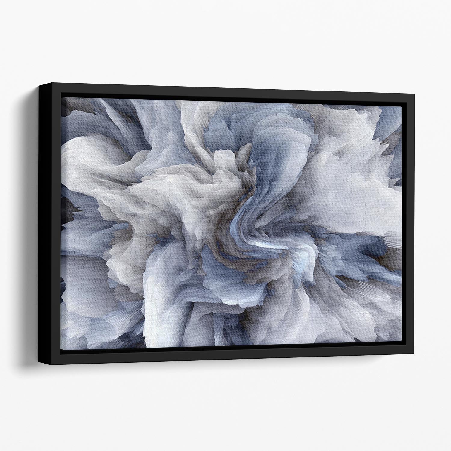 Navy and White Abstract Watercolour Floating Framed Canvas - Canvas Art Rocks - 1