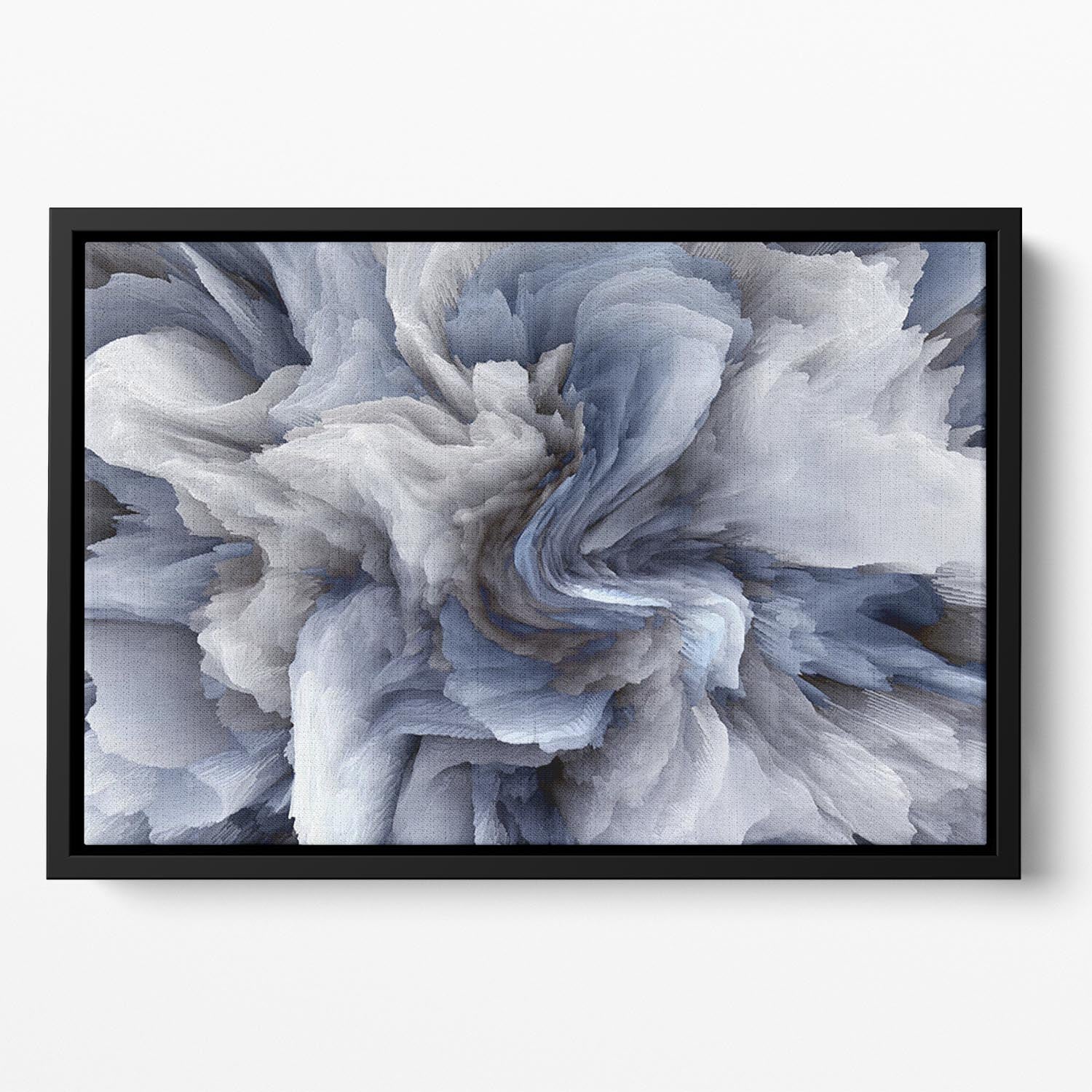 Navy and White Abstract Watercolour Floating Framed Canvas - Canvas Art Rocks - 2