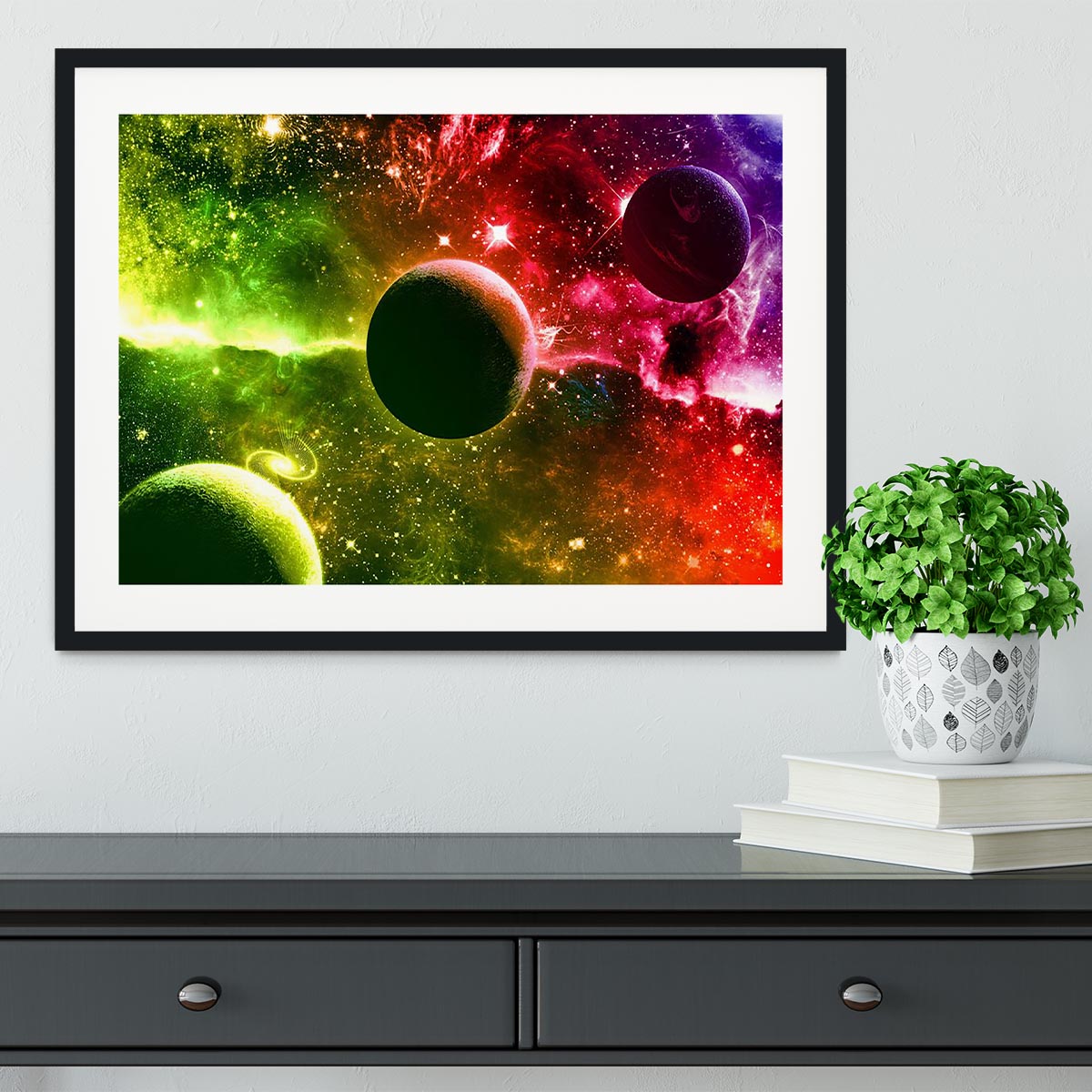 Nebula Stars and Planets Framed Print - Canvas Art Rocks - 1