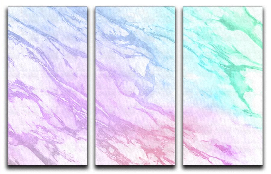 Neon Striped Marble 3 Split Panel Canvas Print - Canvas Art Rocks - 1