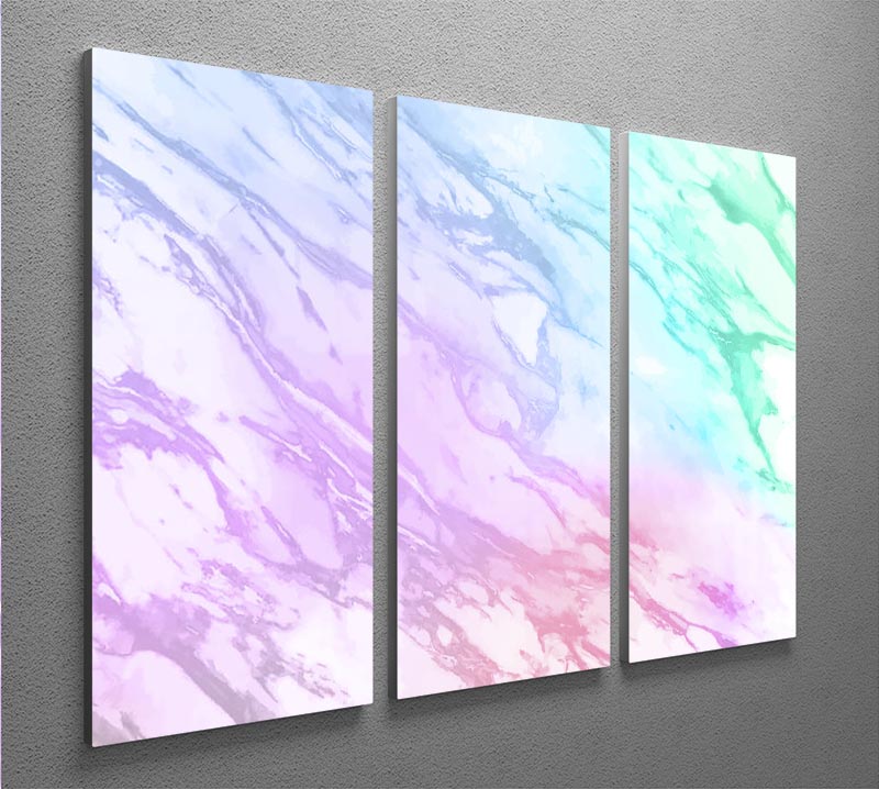 Neon Striped Marble 3 Split Panel Canvas Print - Canvas Art Rocks - 2