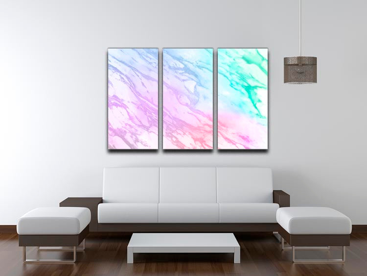 Neon Striped Marble 3 Split Panel Canvas Print - Canvas Art Rocks - 3