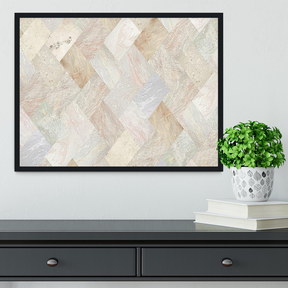 Netural Patterned Marble Framed Print - Canvas Art Rocks - 2